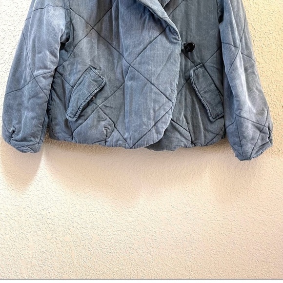 Anthropologie Jacket Brodie Quilted Puffer Chambray Cropped Casual Boho Blue M - Picture 5 of 12